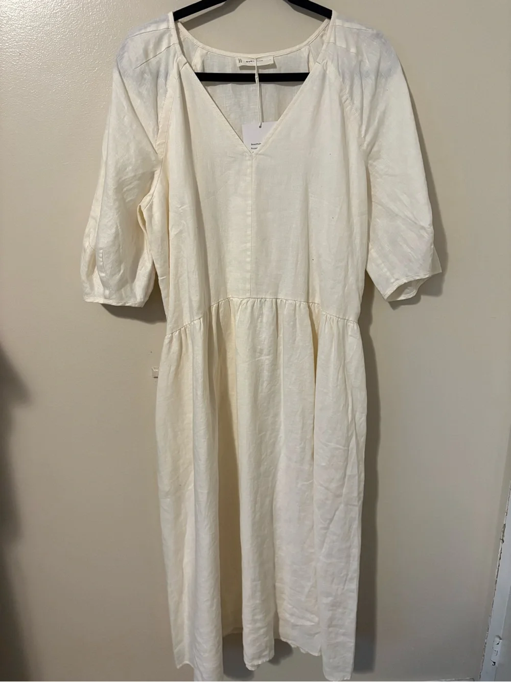 Everlane Linen Oversized Puff Sleeve Dress 100% European Flax Lux Pockets Large - Picture 6 of 12